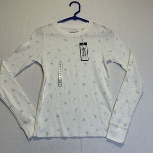 Alpine Design Womens Peak Long Sleeve Waffle Shirt White Ditsy Floral XS NWT